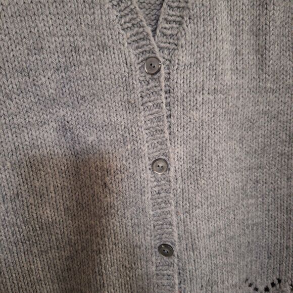 Handmade Pointelle Knit Sweater Vest Grandma Core Academia Preppy Cardigan L - Picture 4 of 7
